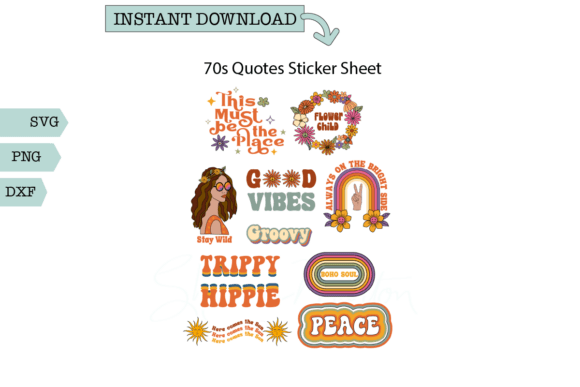 Download 70s Quotes Sticker Sheet Trippy Hippy - Trippy Collection