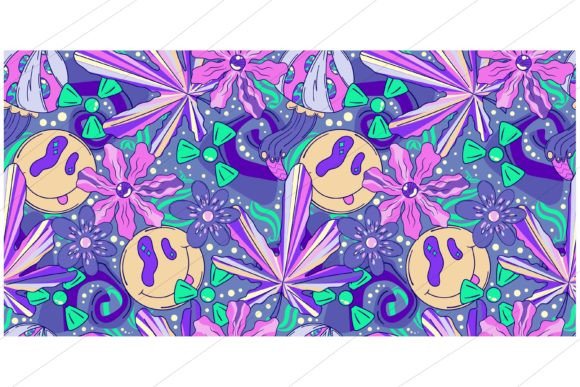 Download Trippy Seamless Pattern with Round Smile - Trippy Collection