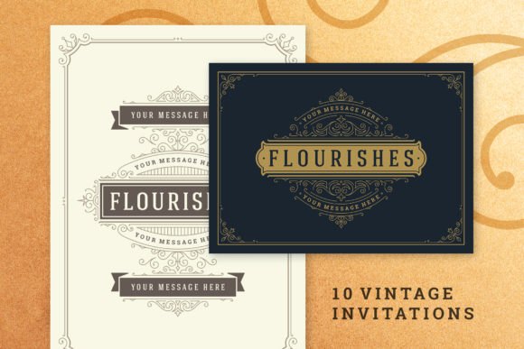 Download 10 Vintage Ornament Invitations - Premium Bundle
