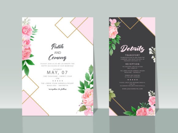 Download Beautiful Pink Roses Wedding Invitations - Premium Resources