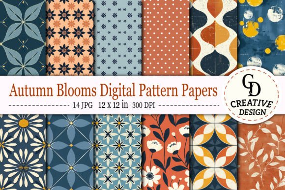 Download Autumn Blooms Digital Pattern Papers - Autumn blooms Collection